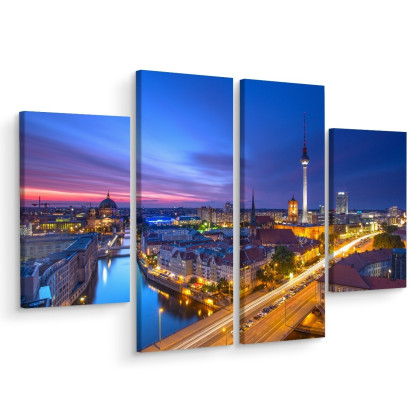 Obraz Wieloczęściowy Panorama Berlina O Zachodzie Słońca