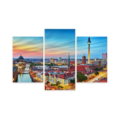 Obraz Wieloczęściowy Kolorowe Niebo I Panorama Berlina