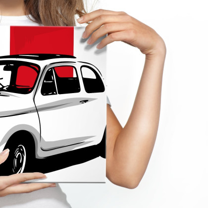 Obraz Na Płótnie Retro Auto Na Tle Włoskiej Flagi I Koloseum