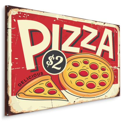 Obraz Na Płótnie Pizza I Napis Retro