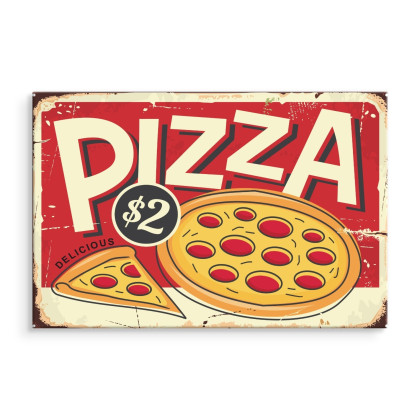 Obraz Na Płótnie Pizza I Napis Retro