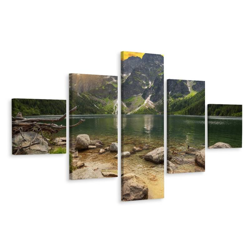 Obraz Wieloczęściowy Morskie Oko W Tatrach O Zachodzie Słońca 3D