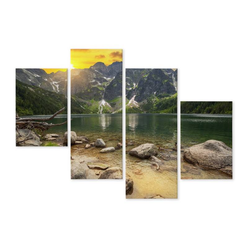Obraz Wieloczęściowy Morskie Oko W Tatrach O Zachodzie Słońca 3D