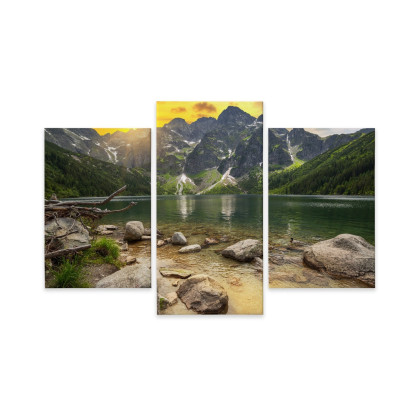 Obraz Wieloczęściowy Morskie Oko W Tatrach O Zachodzie Słońca 3D