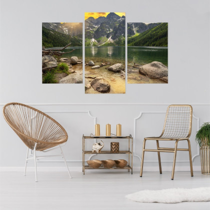 Obraz Wieloczęściowy Morskie Oko W Tatrach O Zachodzie Słońca 3D