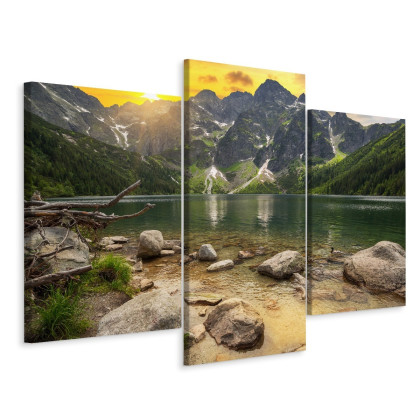 Obraz Wieloczęściowy Morskie Oko W Tatrach O Zachodzie Słońca 3D