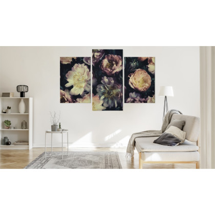 Obraz Wieloczęściowy Bukiet Kolorowych Kwiatów W Stylu Vintage