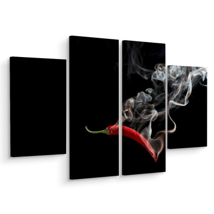 Obraz Wieloczęściowy Czerwone Chili Z Dymem