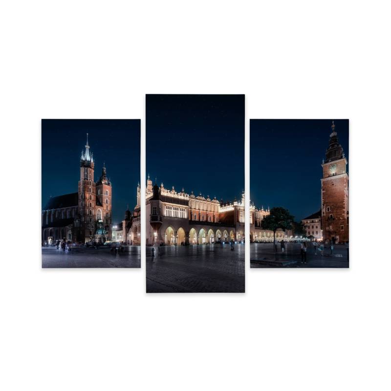 Obraz Wieloczęściowy Krakowskie Sukiennice I Wieża Mariacka Nocą
