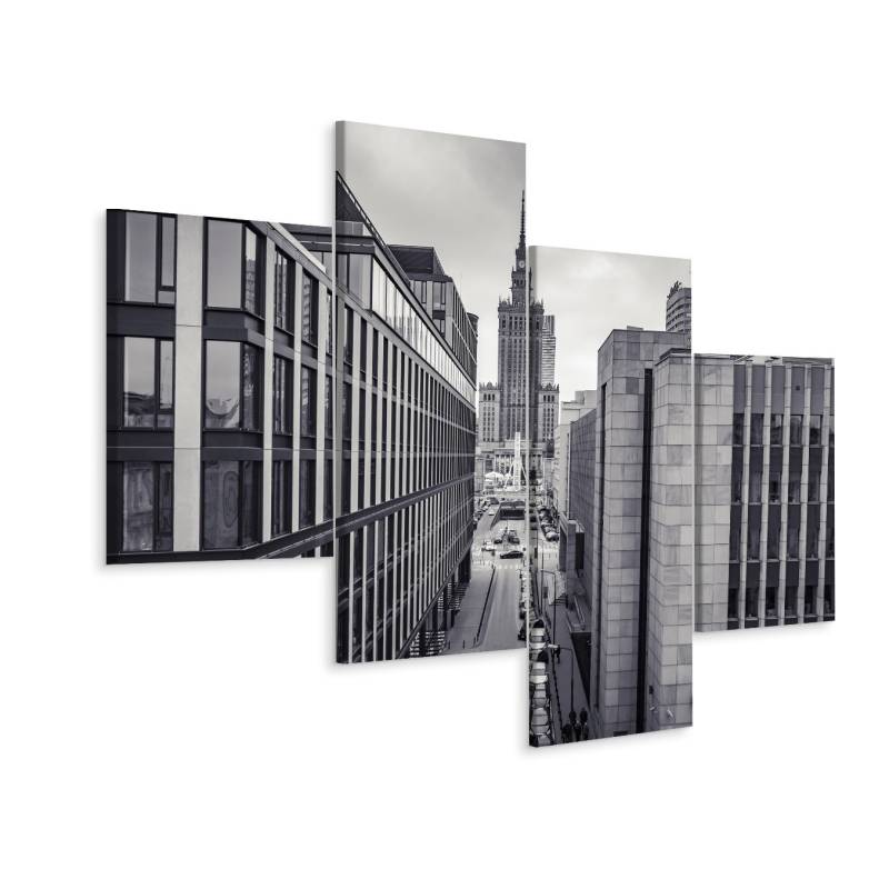 Obraz Wieloczęściowy Czarno-Biała Panorama Centrum Warszawy