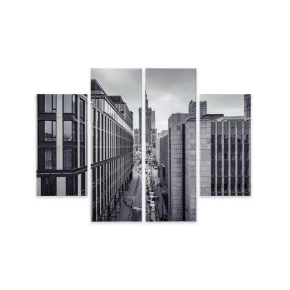 Obraz Wieloczęściowy Czarno-Biała Panorama Centrum Warszawy