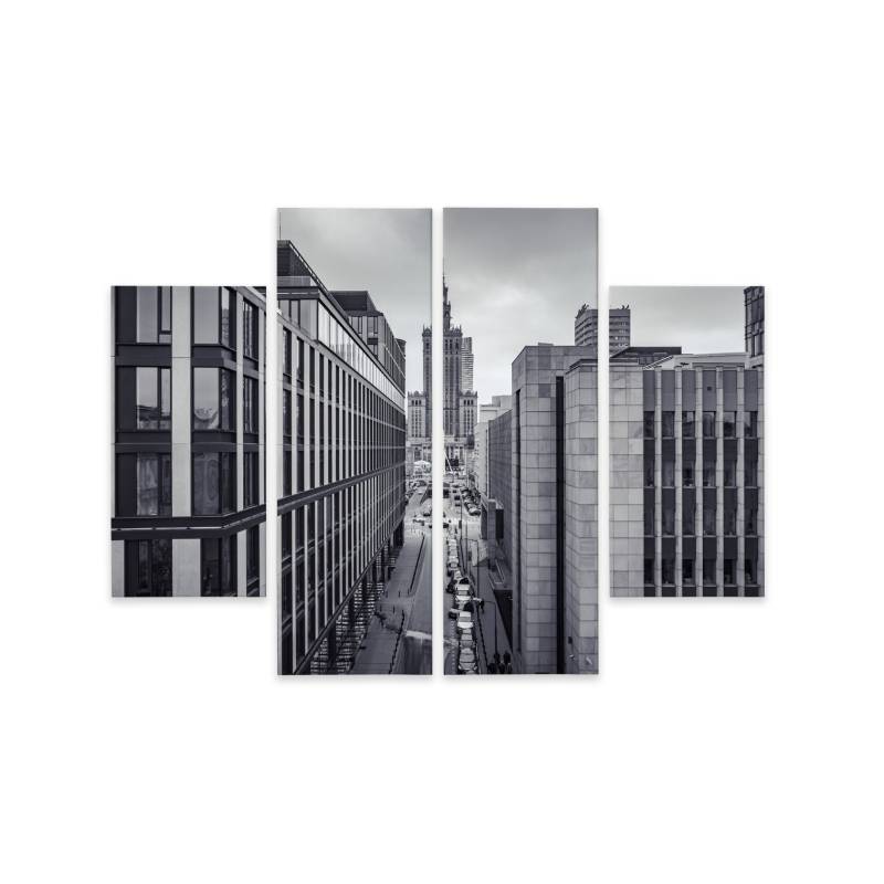 Obraz Wieloczęściowy Czarno-Biała Panorama Centrum Warszawy