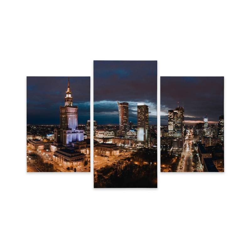 Obraz Wieloczęściowy Panorama Centrum Warszawy Nocą