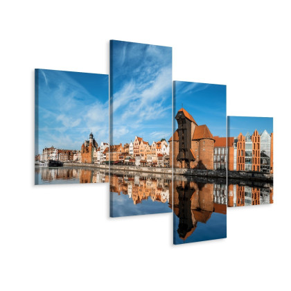 Obraz Wieloczęściowy Panorama Gdańska Z Widokiem Na Rzekę
