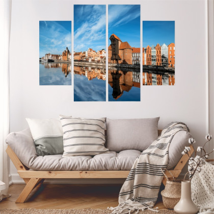 Obraz Wieloczęściowy Panorama Gdańska Z Widokiem Na Rzekę