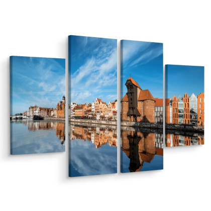 Obraz Wieloczęściowy Panorama Gdańska Z Widokiem Na Rzekę