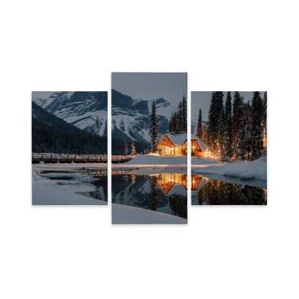 Obraz Wieloczęściowy Emerald Lake W Kanadzie Zimą