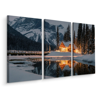 Obraz Wieloczęściowy Emerald Lake W Kanadzie Zimą