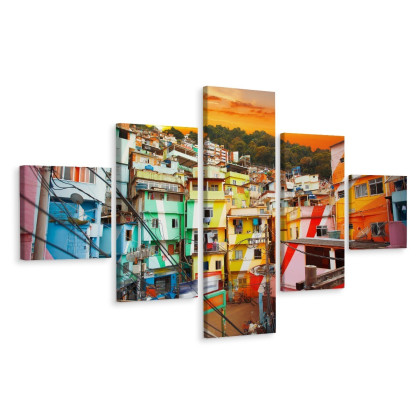 Obraz Wieloczęściowy Centrum Rio De Janeiro I Kolorowa Fawela