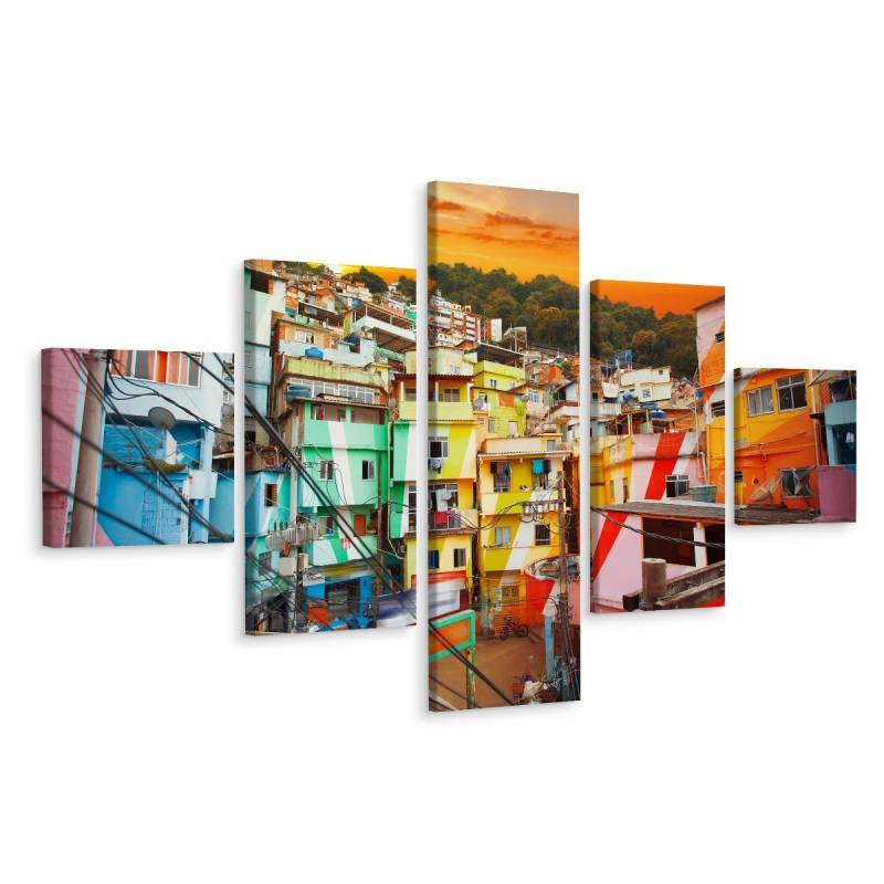 Obraz Wieloczęściowy Centrum Rio De Janeiro I Kolorowa Fawela