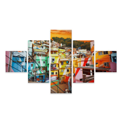 Obraz Wieloczęściowy Centrum Rio De Janeiro I Kolorowa Fawela