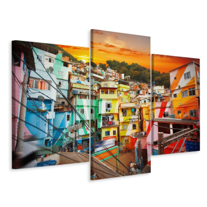 Obraz Wieloczęściowy Centrum Rio De Janeiro I Kolorowa Fawela