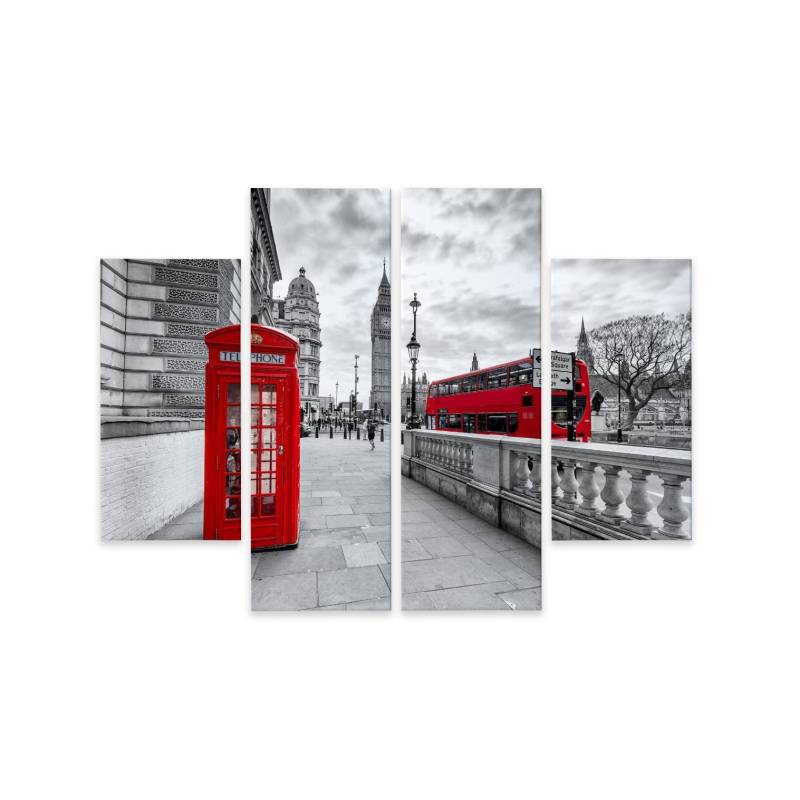 Obraz Wieloczęściowy Czerwona Budka Telefoniczna W Londynie I Big Ben