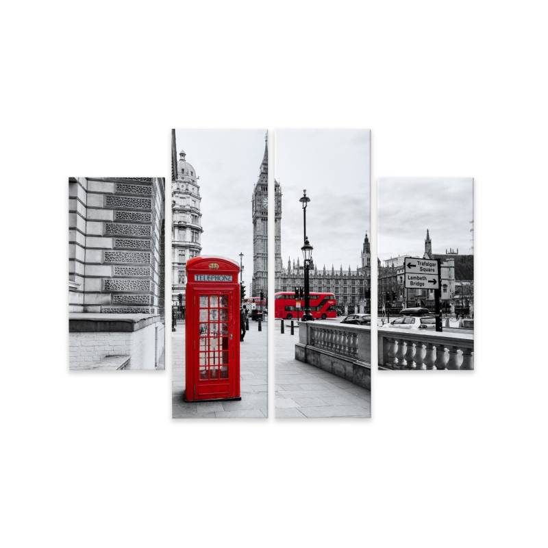 Obraz Wieloczęściowy Londyńska Budka Telefoniczna I Big Ben