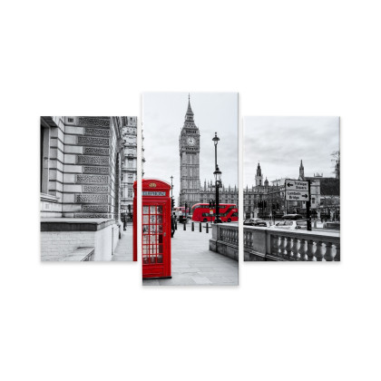 Obraz Wieloczęściowy Londyńska Budka Telefoniczna I Big Ben