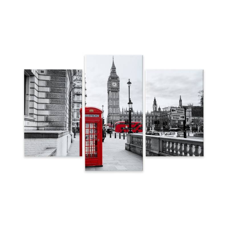 Obraz Wieloczęściowy Londyńska Budka Telefoniczna I Big Ben