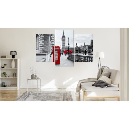 Obraz Wieloczęściowy Londyńska Budka Telefoniczna I Big Ben
