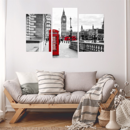 Obraz Wieloczęściowy Londyńska Budka Telefoniczna I Big Ben