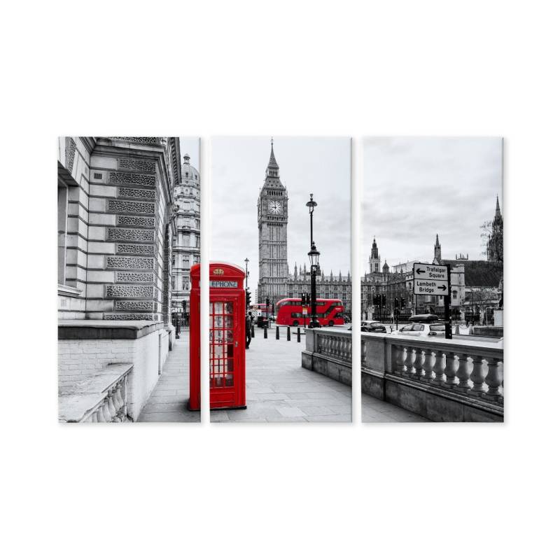 Obraz Wieloczęściowy Londyńska Budka Telefoniczna I Big Ben