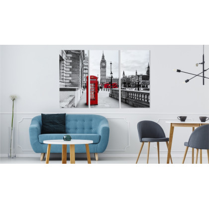 Obraz Wieloczęściowy Londyńska Budka Telefoniczna I Big Ben