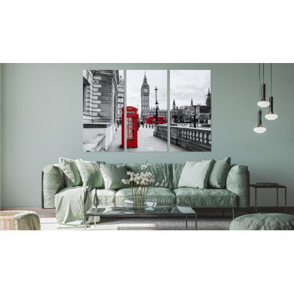 Obraz Wieloczęściowy Londyńska Budka Telefoniczna I Big Ben