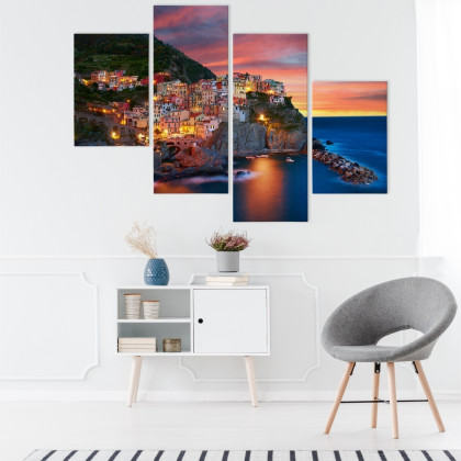 Obraz Wieloczęściowy Miasto Manarola We Włoszech