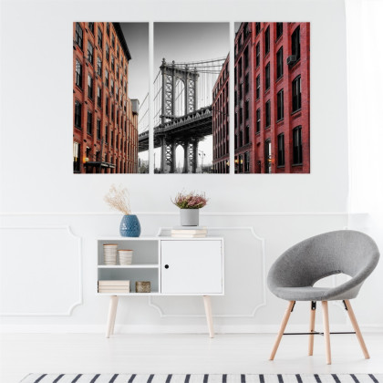 Obraz Wieloczęściowy Widok Na Most Manhattan Bridge Z Ulicy Washington Street