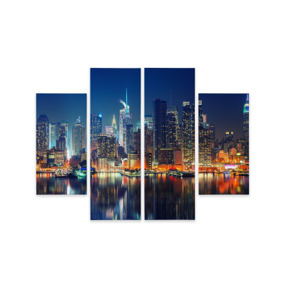 Obraz Wieloczęściowy Panoramiczny Widok Na Manhattan Nocą