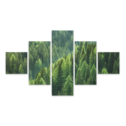 Obraz Wieloczęściowy Zieleń Lasu