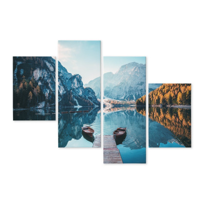 Obraz Wieloczęściowy Jezioro Braies We Włoskich Dolomitach 3D