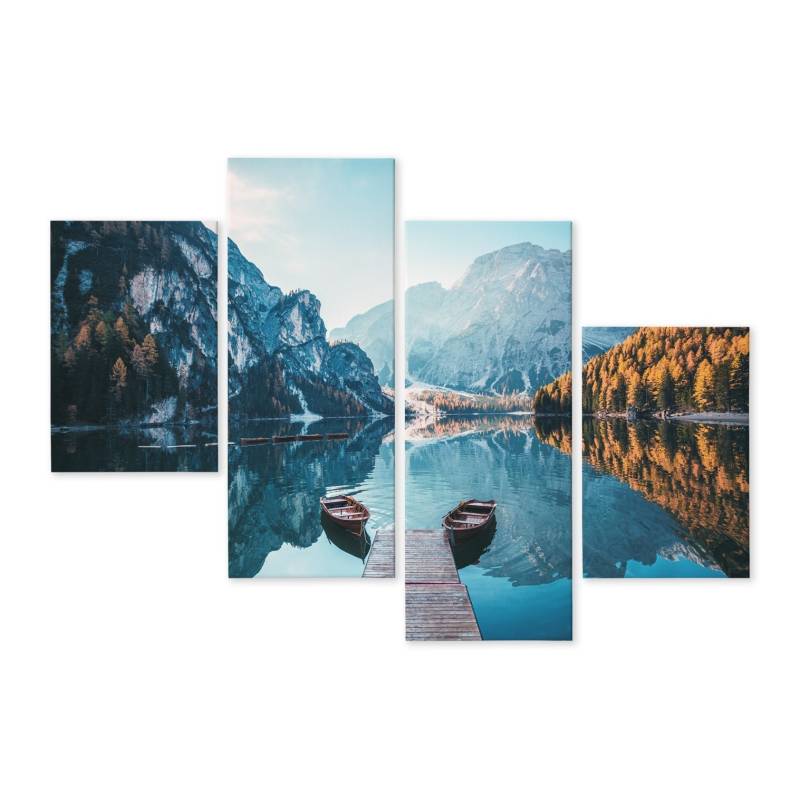 Obraz Wieloczęściowy Jezioro Braies We Włoskich Dolomitach 3D