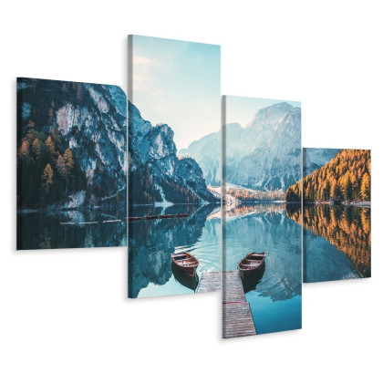 Obraz Wieloczęściowy Jezioro Braies We Włoskich Dolomitach 3D