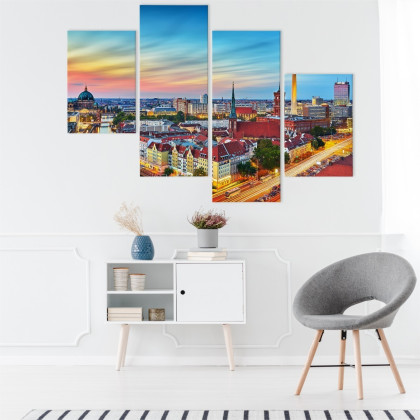 Obraz Wieloczęściowy Kolorowe Niebo I Panorama Berlina