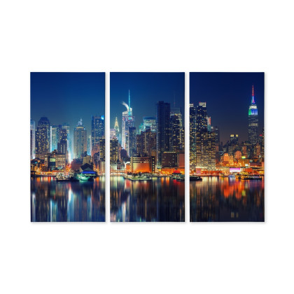 Obraz Wieloczęściowy Panoramiczny Widok Na Manhattan Nocą