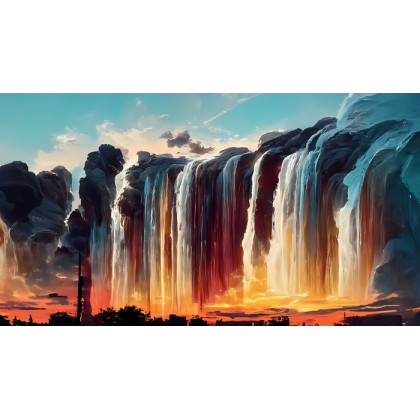 Obraz Na Płótnie Time Lapse Photography Of Waterfalls During Sunset