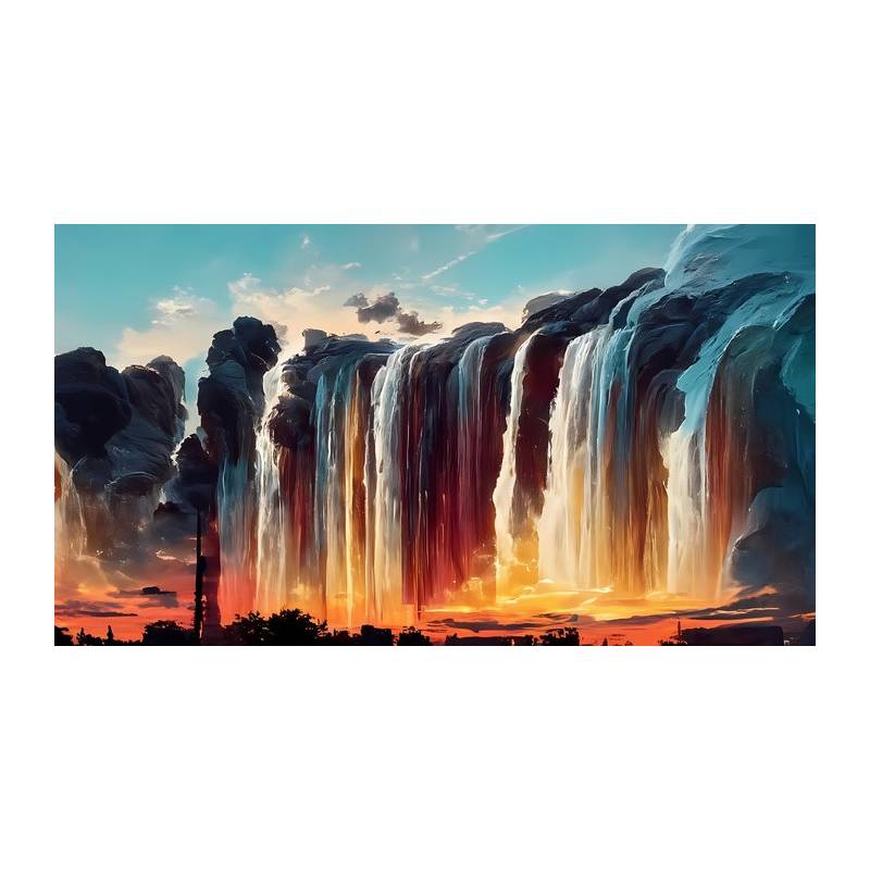 Obraz Na Płótnie Time Lapse Photography Of Waterfalls During Sunset