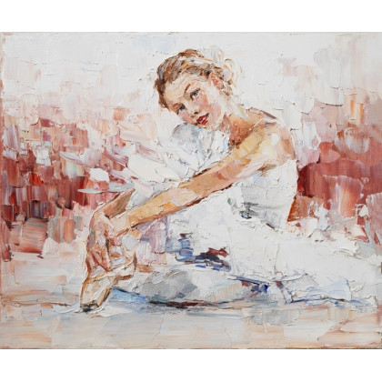 Obraz Na Płótnie Little Pretty Ballerina, Painted Expressively. Palette Knife Technique Of Oil Painting And Brush.