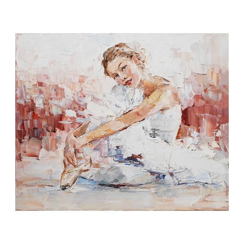 Obraz Na Płótnie Little Pretty Ballerina, Painted Expressively. Palette Knife Technique Of Oil Painting And Brush.