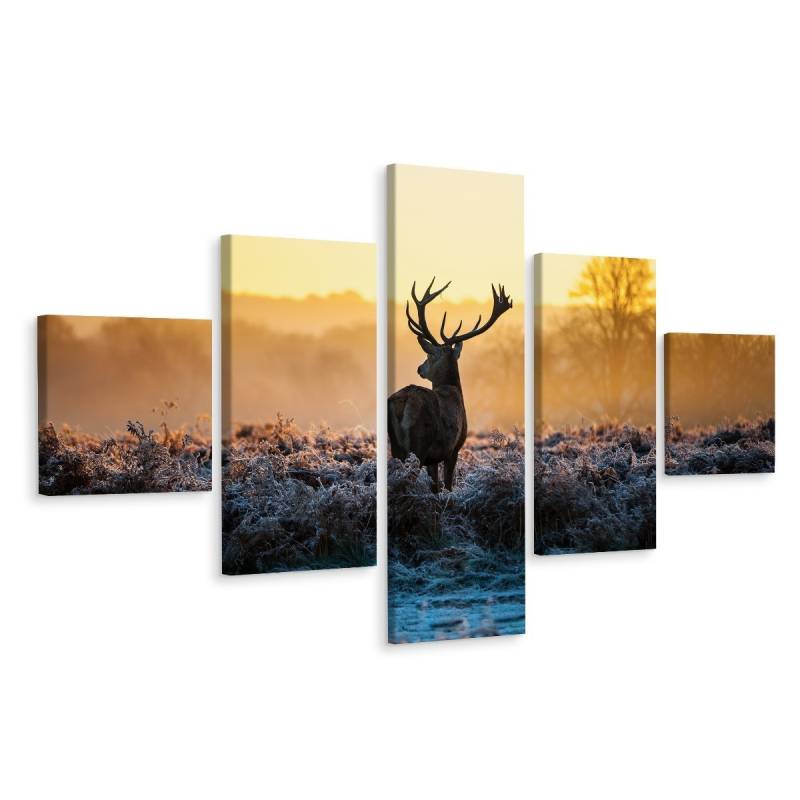 Obraz Wieloczęściowy Jeleń Na Rykowisku W 3D
