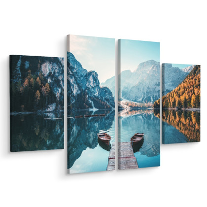 Obraz Wieloczęściowy Jezioro Braies We Włoskich Dolomitach 3D